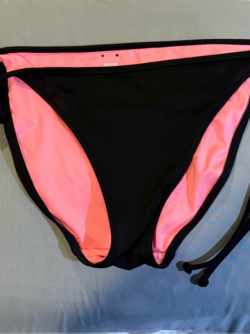 PINK Victoria's Secret Black Bikini Bottom with Pink Contrast